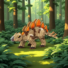Modele nanoblock dinosaures stegosaurus beige et marron aux plaques orange vif pour aux enfants ou déguisement carnaval