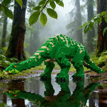Nanoblock dinosaures un dinosaure lego vert avec rayures beige et yeux orange pour aux enfants déguisement carnaval