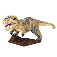 Modèle pixelisé de dinosaure t-rex tan et gris en nanoblock dinosaures jouet d’assemblage aux enfants déguisement carnaval