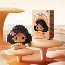 Figurine nanoblock personnages disney princesse de rêve noire pixelisée en robe orange avec accessoire floral rose