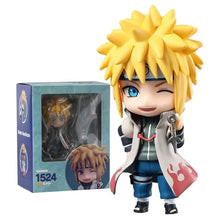 Figurine ninjas manga chibi 10 cm de naruto minato namikaze jaune en tenue blanche et bleue avec flammes rouges