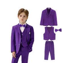 Costume nœud papillon pour enfants avec complet trois-pièces violet et tenue élégante convient également aux occasions formelles