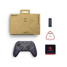 Manette gamesir nova lite gris foncé et orange avec grips texturés et joysticks hall effect multi-plateforme sans fil