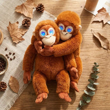 Deux peluches orang-outan interactive avec ia 40 cm en peluche douce brune aux yeux bleus lumineux volume réglable