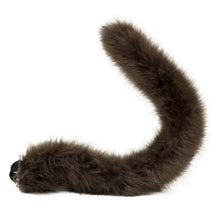 Queue de chat halloween en fausse fourrure marron foncé avec sangle noire pour déguisement carnaval kit oreilles