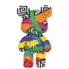 Ours décoratif en plastique abs vibrant construit avec des petites briques colorées emboîtables