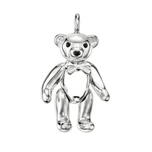 Pendentif ourson en argent 925 poli avec yeux et nez en émail noir et noeud papillon petit ourson à porter