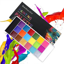 Palette de maquillage artistique visage et corps avec 24 couleurs vives dans un plateau blanc élégant pour maquillage artistique visage