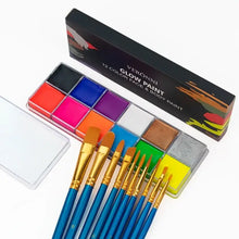 Palette veronni de maquillage artistique visage et corps 20 couleurs avec peinture phosphorescente 12 teintes et pinceaux bleus