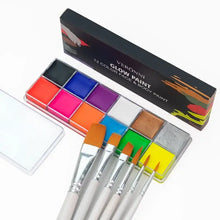 Palette de maquillage artistique visage et corps veronni 12 couleurs fluorescentes avec 5 pinceaux assortis