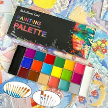 Palette de maquillage artistique visage et corps 20 couleurs avec 24 pigments solides vibrants dans un boîtier noir élégant
