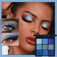 Palette de fards à paupières 9 couleurs bleu facile à estomper avec neuf teintes bleu scintillantes variées