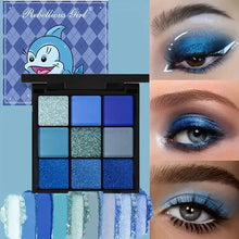 Palette de fards à paupières 9 couleurs bleu rebellious girl avec packaging dauphin et teintes facile à estomper paupières bleu
