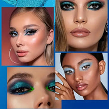 Palette de fards à paupières 9 couleurs bleu avec maquillage paupières bleu vibrant facile à estomper et métallisé