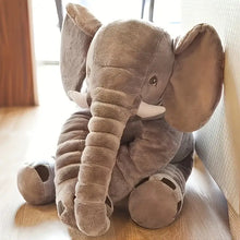 Peluche éléphant géant 40cm en tissu doux gris avec texture et défenses blanches en peluche éléphant
