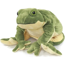 Peluche géante grenouille en velours vert avec ventre crème et yeux noirs, peluche géante douce et câline