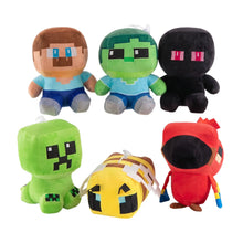 Peluche minecraft creeper 25 cm en tissu doux avec steve, creeper vert, enderman, abeille jaune, et perroquet rouge