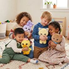 Peluche animal mignon canard jaune avec noeud rose et yeux noirs dans peluches animaux mignons kpop