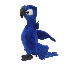 Peluche perroquet bleu de dessin animé 30 cm avec bec et pieds noirs et coutures détaillées pour ailes et queue