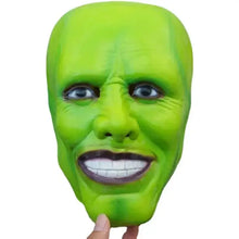 Déguisement adulte avec masque en latex vert lime vif à large sourire et traits du visage détaillés