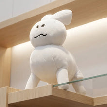 Peluche personnage de jeu fantastique de 25 cm en forme de lapin blanc avec traits brodés noirs simples