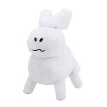 Peluche personnage de jeu fantastique 25 cm en forme de lapin blanc avec visage brodé simple noir
