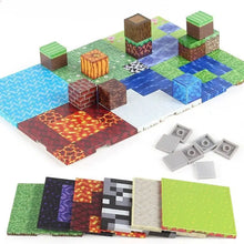 Ensemble de blocs papier minecraft avec plaque base magnétique colorée et connecteurs plastiques gris pour construction