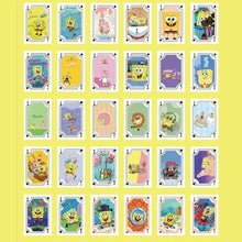 Jeu de cartes poker anime japon spongebob squarepants coloré 54 pièces avec personnages en grille sur fond jaune