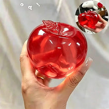 Pomme squishy souple à presser en forme de pomme translucide rouge avec finition brillante et feuille détaillée