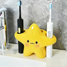 Porte-brosses à dents jaune en forme d’étoile avec visage mignon et joues roses pour fantaisie halloween