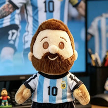 Porte-clés peluche joueur de football représentant un homme barbu en maillot argentine numéro 10 peluche à accrocher