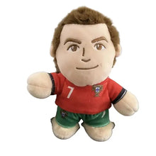 Porte-clés peluche joueur de football rouge numéro 7 avec short vert et détails brodés peluche à accrocher