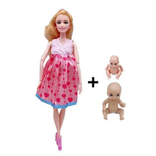 Poupée maman de 30 cm blonde en robe rose à coeurs rouges et chaussures assorties idéale pour déguisement carnaval magasins de jouets