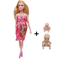 Poupée maman 30 cm en robe satin rose avec imprimé cartoon et nœud argenté idéale pour déguisement carnaval magasins de jouets