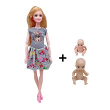 Poupée maman blonde 30 cm en top gris avec chien cartoon et jupe papillons pour déguisement carnaval magasins de jouets