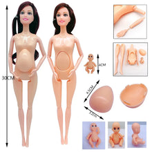 Poupée maman enceinte beige en plastique de 30 cm avec membres amovibles et bébé accessoire séparé