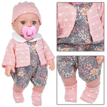Poupon en vinyle 30 cm avec chapeau rose à pois, cardigan et chaussettes assortis, robe fleurie idéal pour déguisement carnaval magasins de jouets
