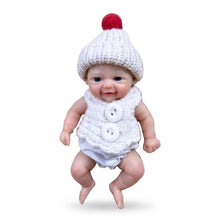 Mini-poupon reborn vivienne en silicone 15 cm en poupée blanche tricotée avec bonnet rouge pompon et gilet à boutons