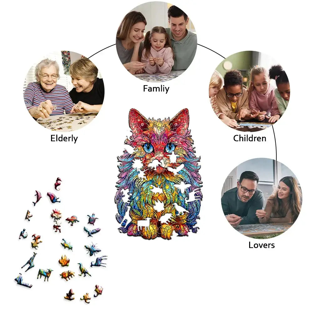 Puzzle en bois Animal Chat Persan