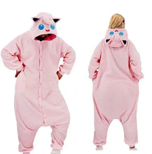 Pyjama cosplay unisexe jigglypuff rose avec yeux bleus et oreilles noires pour soirées cocooning et cosplay unisexe