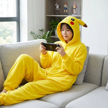 Pyjama pokemon cosplay unisexe jaune pikachu en peluche douce idéal pour soirées cocooning et cosplay unisexe
