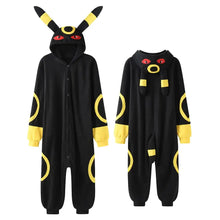 Pyjama pokemon cosplay unisexe en molleton noir et jaune à capuche avec motifs circulaires idéal pour soirées cocooning