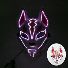 Masque renard lumineux avec led violettes et roses pour halloween et cosplay style personnage de jeu vidéo