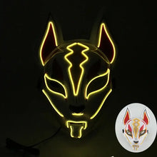 Masque renard lumineux avec base noire et accents rouges aux oreilles pour halloween et cosplay