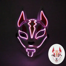 Masque renard lumineux avec led rouges et violettes en forme de visage stylisé pour halloween et cosplay