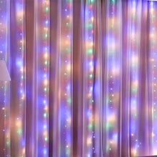 Iridescent sheer curtain with vertical multicolored led strings usb remote rideau guirlande led for decoration