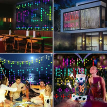 Rideau lumineux connecté de noël à 400 led affichant des messages colorés lumineux connecté sur murs et bâtiments