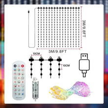 Rideau lumineux connecté de noël à 400 led avec 3 mètres de perles lumineuses colorées et télécommande pour motifs personnalisables