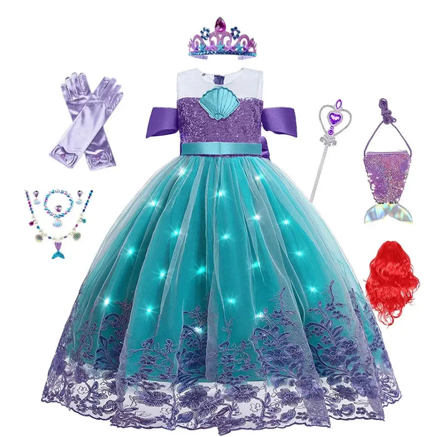 Little Mermaid dress with LED lights for girls - Enjouet