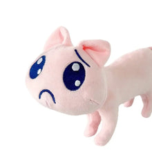 Peluche chat rose needy girl overdose 20 cm avec grands yeux bleus brodés et expression triste en velours doux